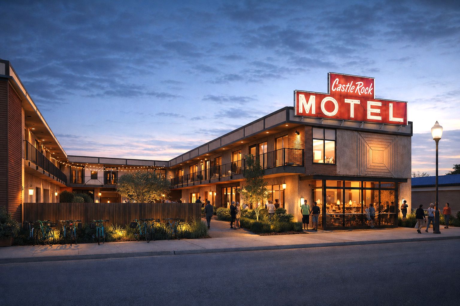 Castle Rock Motel at dusk